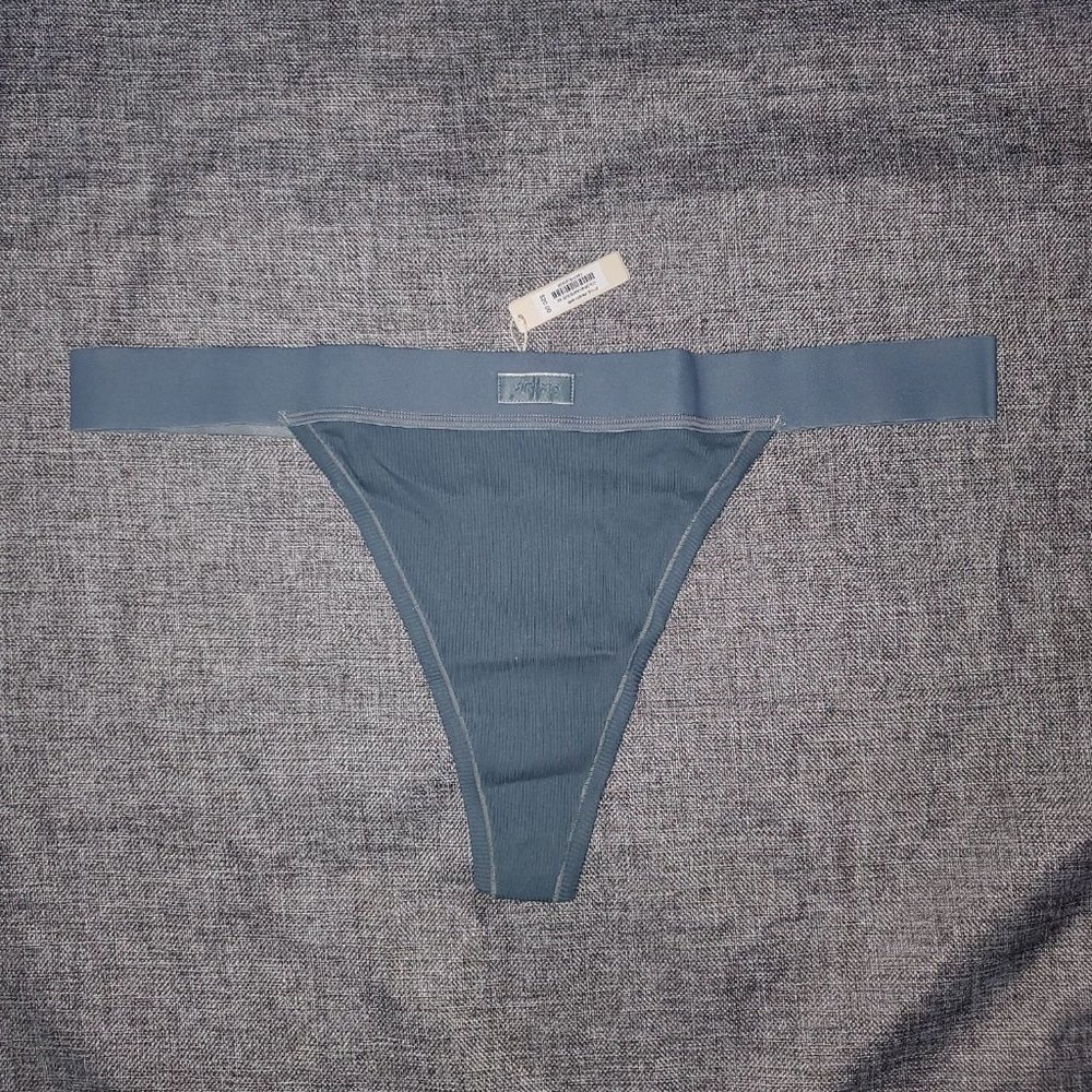 NWT SKIMS 3X Cotton Rib Thong KYANITE